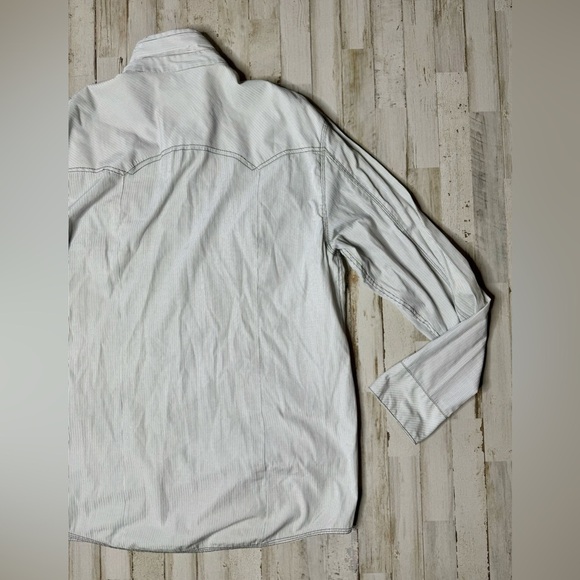 Buckle BKE Shirt Mens XXL White Black Stripe Long Sleeve Athletic Fit - Picture 12 of 13